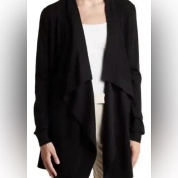 Theory Sweaters - Theory Stretch Open Front Wool Cardigan/Sweater, Black